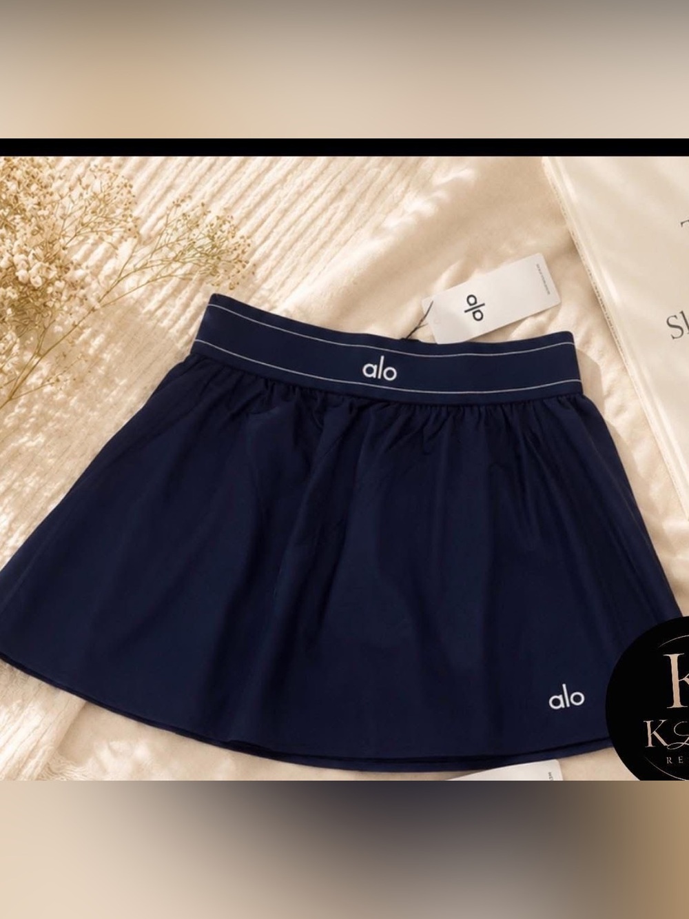 ALO Yoga Navy Athletic Skort with Logo Waistband